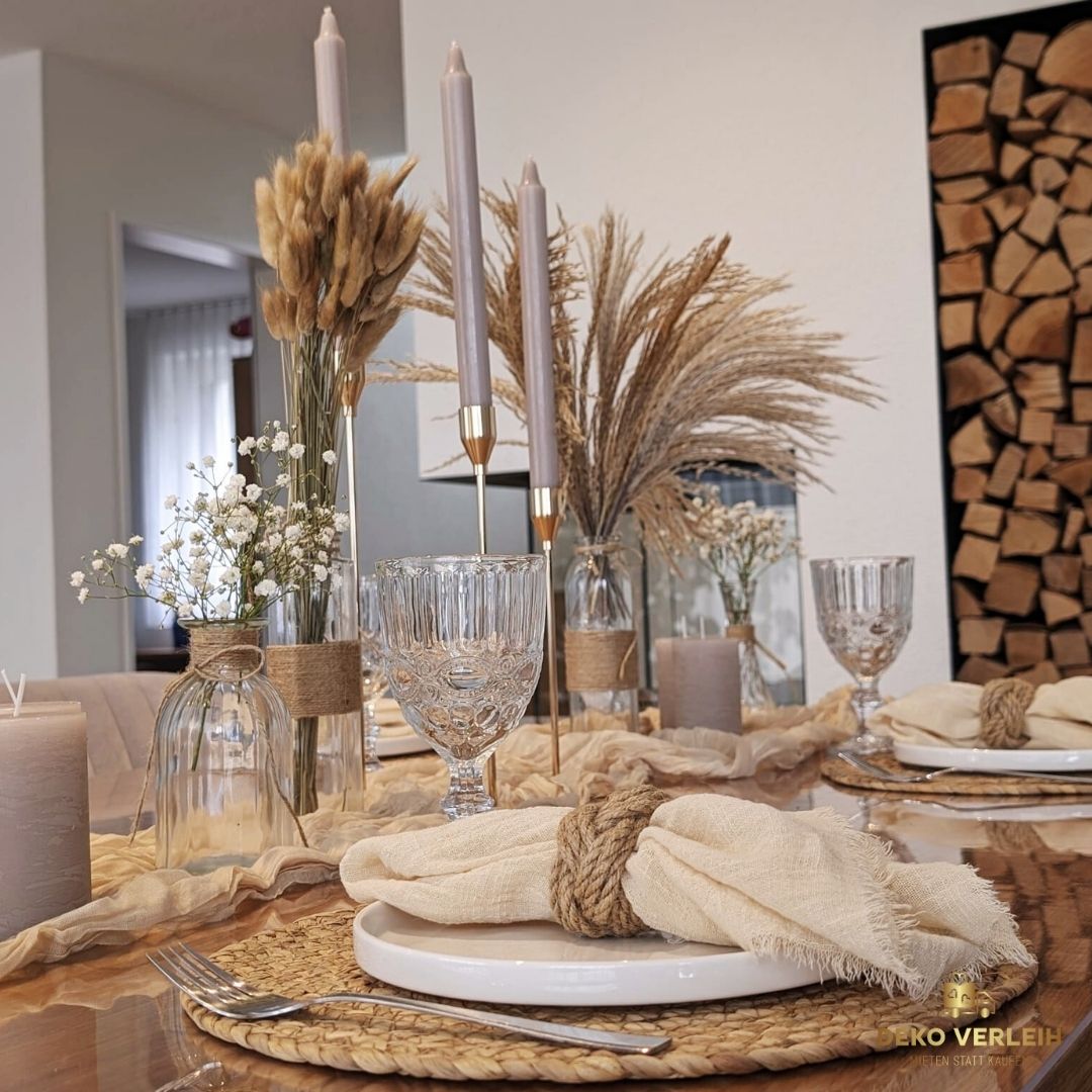 Deko Komplettset Tischdeko Boho Chic - Stilvolle Eleganz für 50 Gäste