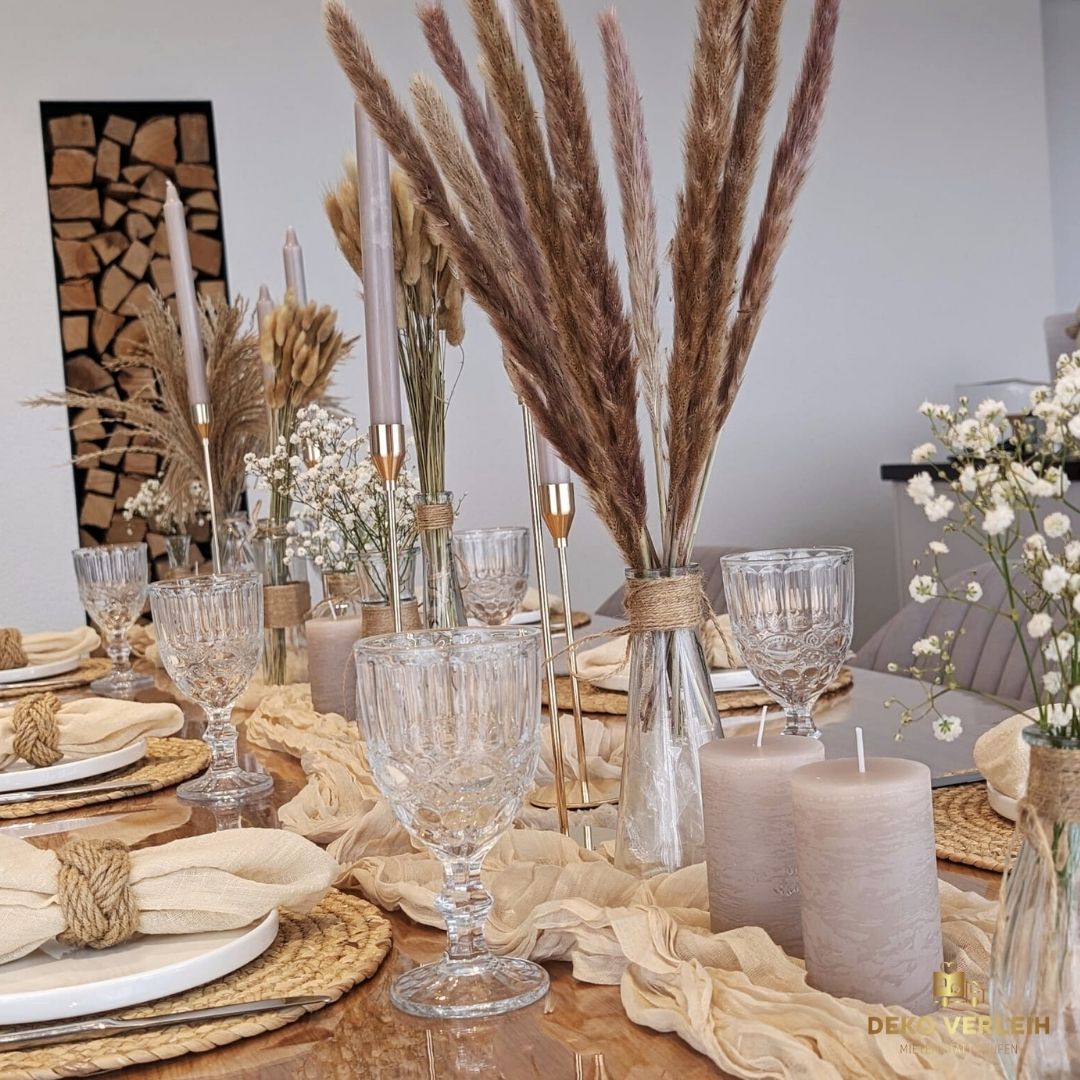 Deko Komplettset Tischdeko Boho Chic - Stilvolle Eleganz für 50 Gäste