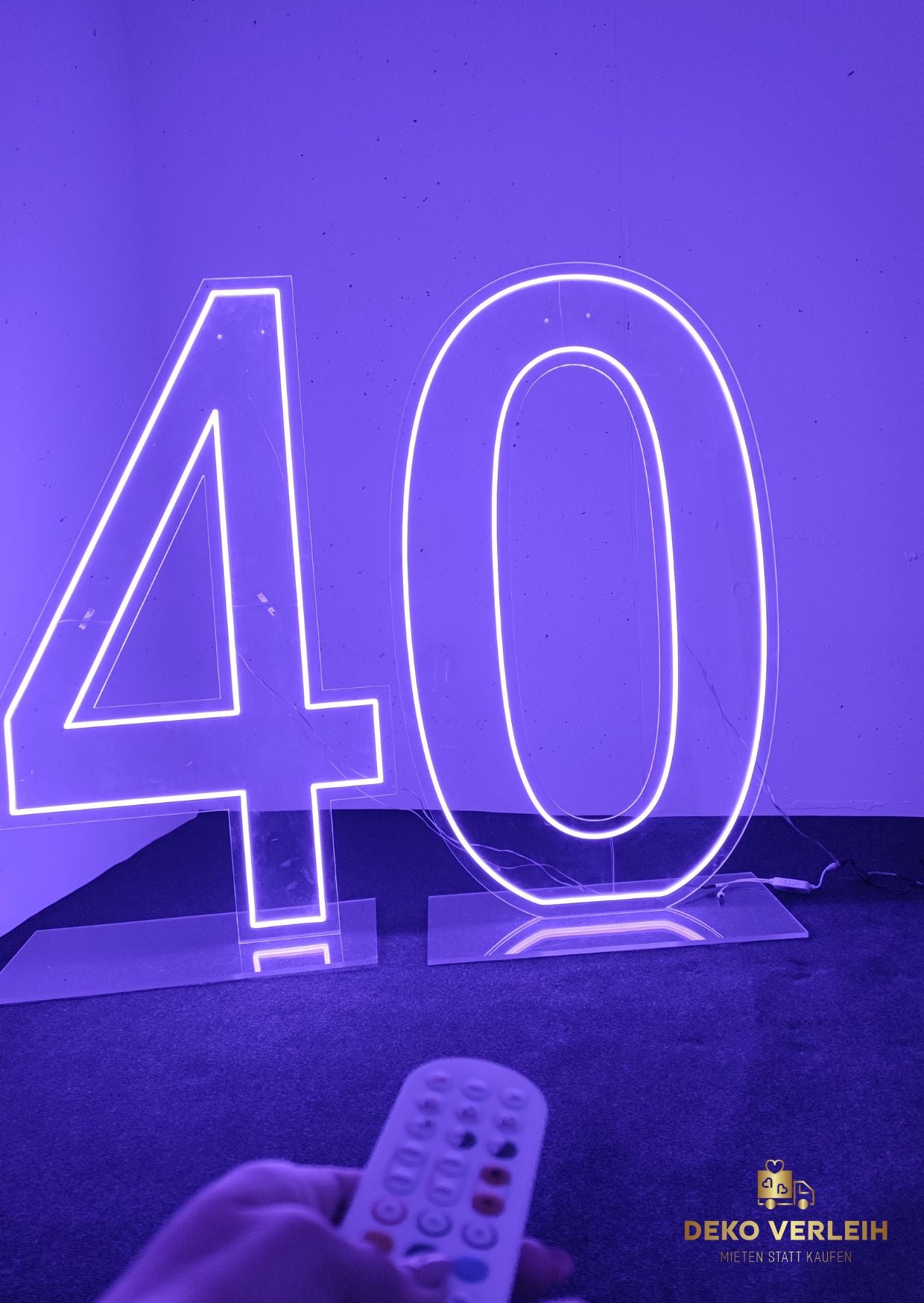 XXL Leuchtzahlen 120cm mit Neonlicht - Farbwechsel per Fernbedienung