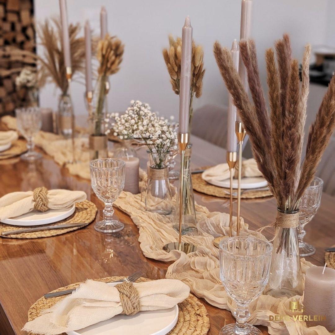 Deko Komplettset Tischdeko Boho Chic - Stilvolle Eleganz für 50 Gäste